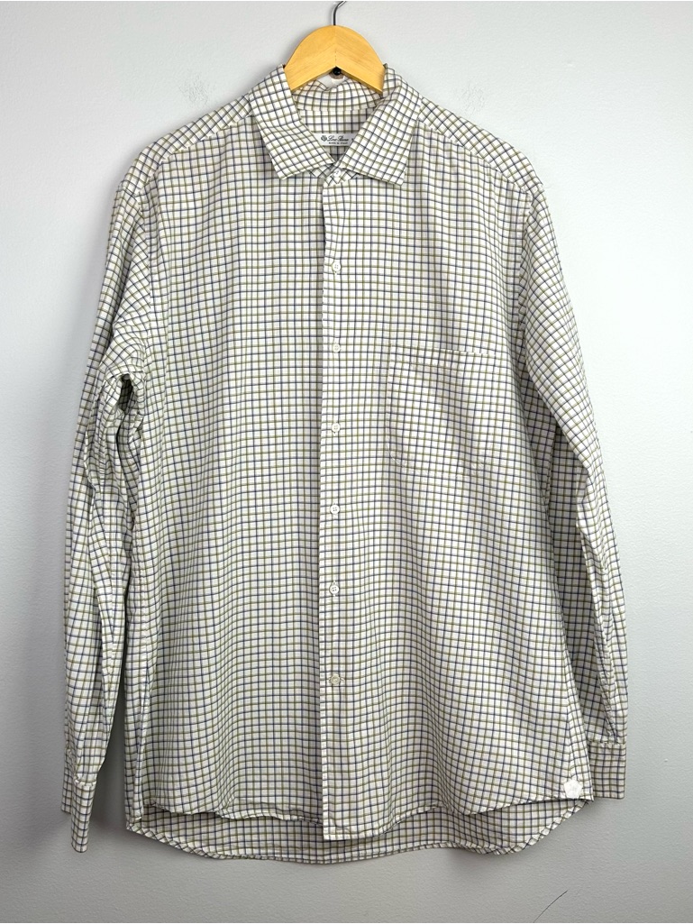 Loro Piana Mab1852 Men’s Plaid Button Down Shirt Xl Made In Italy Cotton Blend